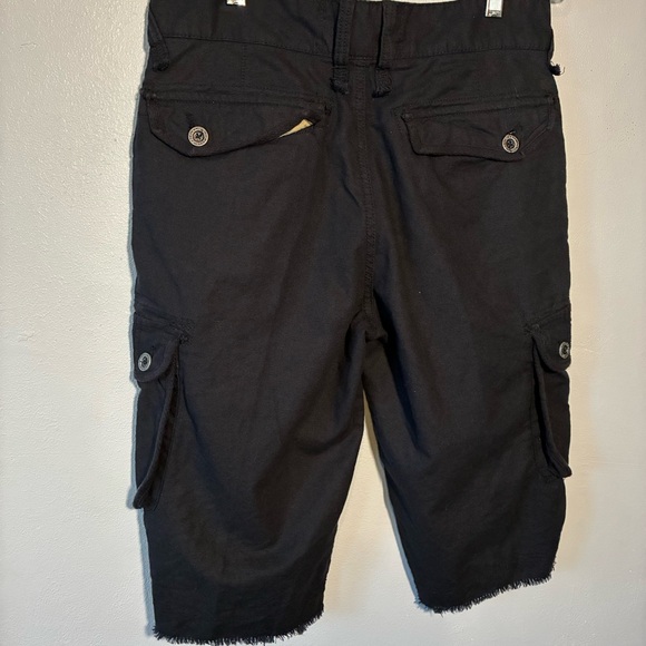 Y2K Guess Women's Pants Size30 Black Cargo Pockets Cropped High Rise Linen Blend - Picture 8 of 8